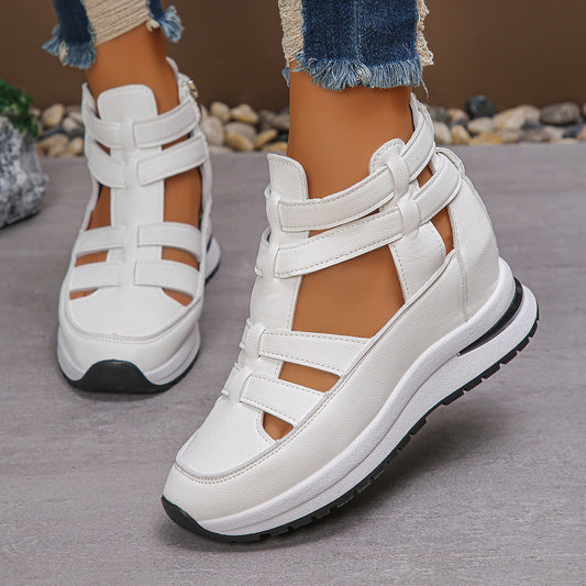 Sandales Femme à Bout Fermé et Découpes – Chaussures d'Été à Semelle Compensée, Tendance et Confortables
